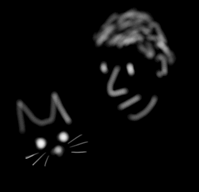 Man and Cat at Night